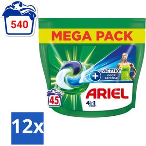 Ariel Original - Actieve Geurbestrijding - Wasmiddelcapsules - 4in1 Pods - Witte en Gekleurde Was - 45 Wasbeurten - Voordeelverpakking - 12 stuks