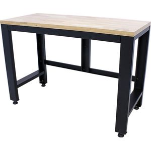 Kraftmeister werkbank Pro 136 cm - Werktafel met eiken werkblad - Zwart