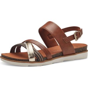 MARCO TOZZI MT Vegan, Soft Lining + Feel Me Softstep Footbed Dames Sandalen - COGNAC COMB - Maat 39