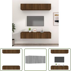The Living Store Tv-meubelen Serie - Wandgemonteerde bewerkt houten media-kasten - 80 x 30 x 30 cm - Met praktische deuren