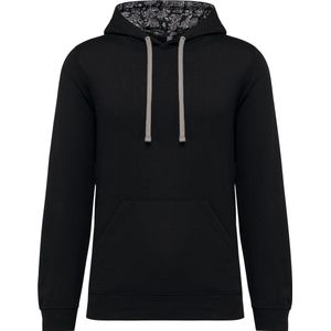 Kariban Hoodie met contrasterende capuchon met motief 'Mexican Skull/Black' - L