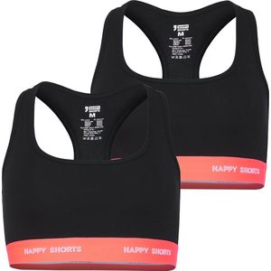 Happy Shorts Dames Sport BH Bustier Zwart 2-Pack - Maat M