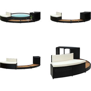 vidaXL Spa-ombouw poly rattan en acaciahout zwart - Sparand - Sparanden - Spa-ombouw - Spa-ombouwen