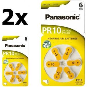 12 Stuks (2 Blister a 6st) Panasonic 10 MF Gehoorapparaat batterijen