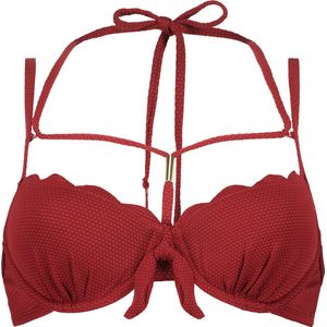 Hunkemöller Dames Badmode Voorgevormde beugel bikinitop Scallop - Rood - maat A75