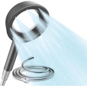Waterbesparende douchekop met 1,5 m slang, douchekop met SPA-straalsoorten, antiblokkeer- en antistofhanddouche, circulatiedruk, supersterke waterstraal
