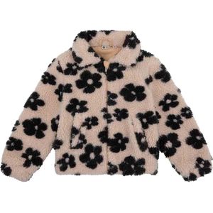 Daily7 - Teddy Flower jasje - Beige Melange - Maat 98