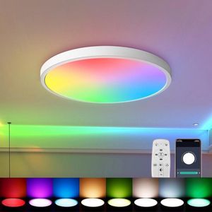 Led-plafondlamp, 30 W, RGB, dimbaar, bluetooth-plafondlamp met afstandsbediening en app voor verlichting, woonkamer, slaapkamer, keuken, hal, balkon, badkamer, eetkamer