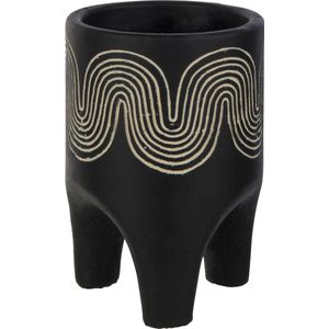 J-Line bloempot Op Voet Golf - cement - zwart - small - 2 stuks - Ø 11 cm