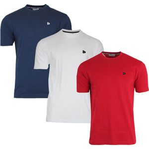 3-Pack Donnay T-shirt (599008) - Sportshirt - Heren - Navy/White/Berry Red - maat S