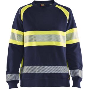 Blaklader 3409-1158 Dames Sweatshirt High Vis - Marine/High Vis Geel - XXXL