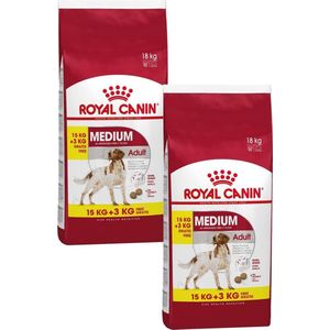 Royal Canin Medium Adult - Hondenvoer - 2 x 15+3 kg Bonusbag