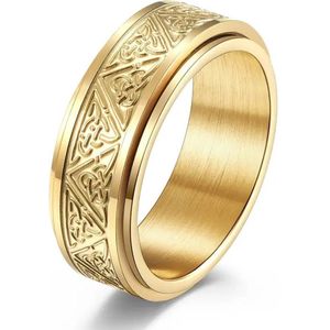 Anxiety Ring - (Keltisch) - Stress Ring - Fidget Ring - Anxiety Ring For Finger - Draaibare Ring - Spinning Ring - Goudkleurig RVS - (20.75 mm / maat 65)