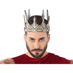 Atosa Carnaval verkleed konings kroon - oud goud kleur - plastic - heren - middeleeuwen