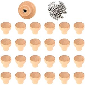 25 stuks ronde houten meubelknoppen voor kasten, laden en commodes - Geschikt voor keuken, kantoor en meer