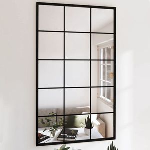 The Living Store Wandspiegel - Vierkant - Set van 4 - 100 x 60 cm - Zwart frame