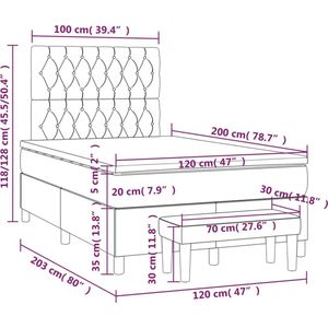 vidaXL - Boxspring - met - matras - stof - donkerbruin - 120x200 - cm