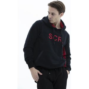 SCR. Fayo - Warme Heren Hoodie - Sweater met capuchon - Zwart - Maat S