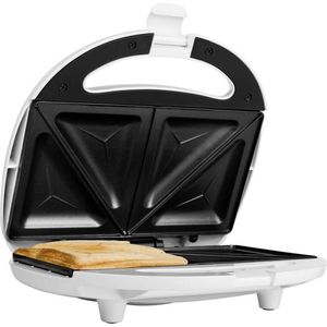 Tosti apparaat-Tosti-ijzer Geschikt voor 2 tosti’s - Antiaanbaklaag -Wit- Tostiapparaat - tostijzer- tostigrill- tosti grill- contactgrill- contact grill