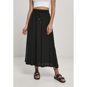 Urban Classics Ladie Viscose Midi Skirt Lange rok zwart 5XL - Viscose - Basics, Street wear