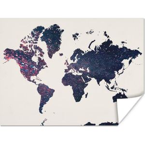 Wanddecoratie - Wereldkaart - Galaxy - Wit - 120x90 cm - Poster