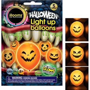 Illooms LED Ballonnen Halloween verlichting - Pompoen - Set Van 5 - Decoratie - Buiten - Binnen - versiering