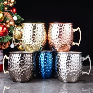 Moscow Mule beker 500 ml handgemaakte koperen beker Moskou Mule koperen mokken (zilver)