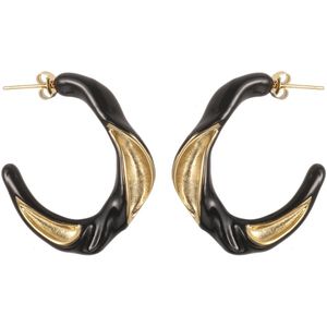 The Jewellery Club - Jill earrings black gold - Oorbellen - Dames oorbellen - Stainless steel - Goud - Zwart - 2,8 cm