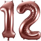 Folat Folie ballonnen - 12 jaar cijfer - brons - 86 cm - leeftijd feestartikelen