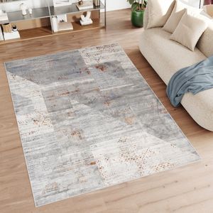 Tapiso Feyruz Vloerkleed Grijs Beige Geometrisch Woonkamer Slaapkamer Tapijt Maat- 120x170