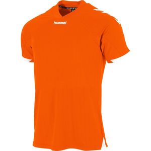 Hummel Fyn Shirt Korte Mouw Heren - Oranje / Wit | Maat: M