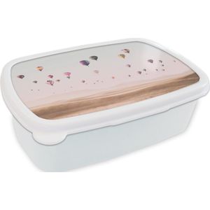 Broodtrommel Wit - Lunchbox - Brooddoos - Luchtballon - Woestijn - Lucht - Landschap - Natuur - 18x12x6 cm - Volwassenen