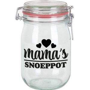 Bellatio Decorations Cadeau voorraadpot/snoeppot - mama - glas - 11 x 11 cm - 1 liter - Moederdag