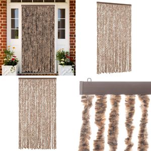 vidaXL Vliegengordijn 100x230 cm chenille beige en donkerbruin - Vliegengordijn - Vliegengordijnen - Vliegengordijn Deur - Deurgordijn