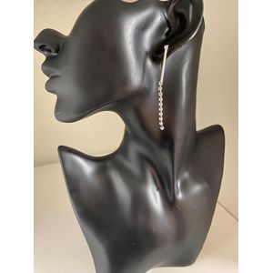Zilverkleurig staafje met strass | Moederdag | Verjaardagscadeau| Cadeautje| Valentijnsdag| Kado | sieraden | vaderdag | oorbellen | oorsieraden