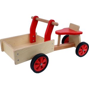Playwood - Houten bakfiets rood met 4 wielen