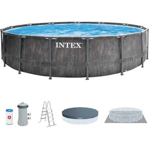 Intex Baltik Frame Pool - Houtlook zwembad -  457x122 cm - met pomp en accessoires