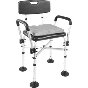 DailySupplies® Douchestoel met Armleuning - Douchekruk - Wit met Grijs - Extra Stevig
