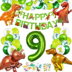 FeestmetJoep® Dino 9 jaar verjaardag versiering - Dino & Jungle thema