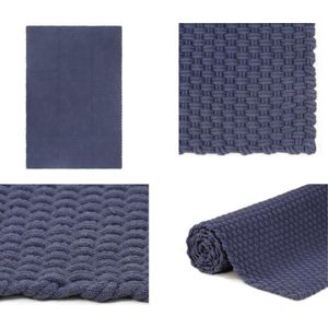 vidaXL Vloerkleed rechthoekig 120x180 cm katoen marineblauw - Vloerkleed - Vloerkleden - Kleed - Tapijt