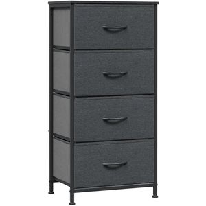 Stoffen Ladekast - Ladenkast - Opbergkast - 4 Lades - Compacte Kast - Veelzijdig - Organizer voor Thuis - Metalen Frame - Donker Grijs