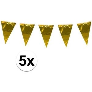 5x stuks XL vlaggenlijnen metallic goud 10 meter