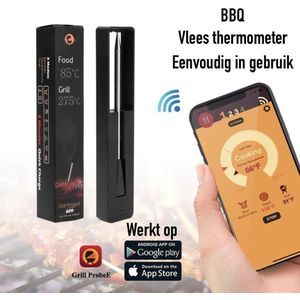 Vleesthermometer draadloos - vlees thermometer digitaal - Bluetooth thermometer - bbq thermometer bluetooth - barbecue thermometer