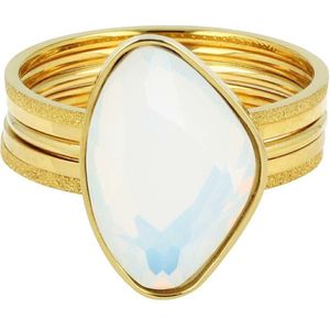 My Bendel - Ringenset - Goud met steen - My Bendel ringenset goud met witte steen - Met luxe cadeauverpakking