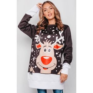 Sweater Jurk Rendier Zwart - Dames