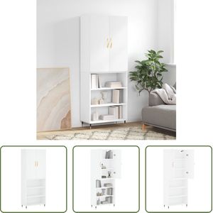 The Living Store Hoge Kast - Boekenkast + Opzetkast - 69.5 x 90 cm - Wit