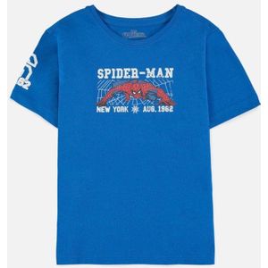 Marvel SpiderMan - New York 1962 Kinder T-shirt - Kids 134/140 - Blauw