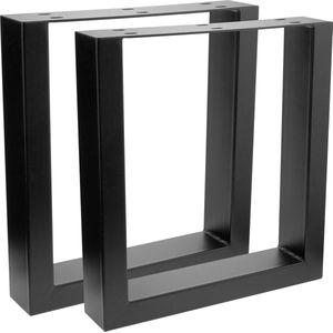 PrimeMatik - Rechthoekige poten voor tafel en bank. Poten in zwart staal 400 x 80 x 430 mm 2-pack, buizen 80 x 40 mm