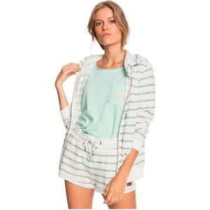 Roxy Perfect Wave Stripe Sweatshirt Met Volledige Rits Wit L Vrouw