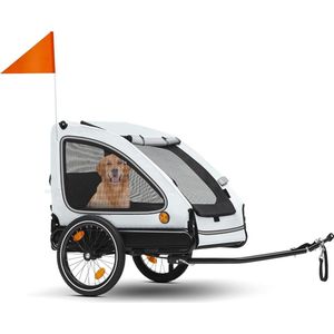 Hondenaanhanger 2-in-1 met 360° draaibaar en afneembaar voorwiel - hondenkinderwagen van 600D Oxford canvas - fietsaanhanger voor honden tot 40 kg - reflectoren en veiligheidslijn